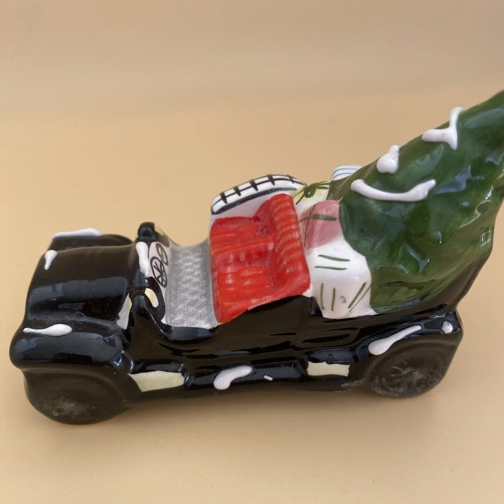 Dept. 56 Ceramic Car Black W/Tree & Gifts Retired 1989 Snow Village Rare 50690